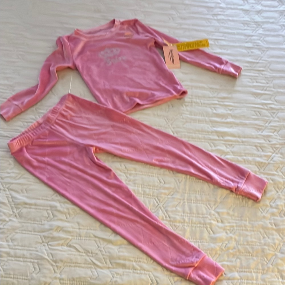 Juicy Couture Pink Pajama Set Soft Velour Long Sleeve